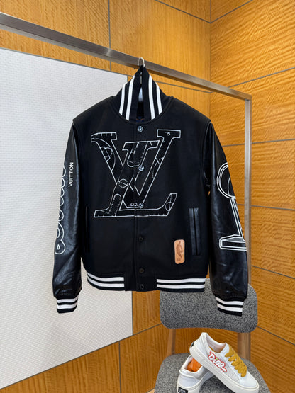 NBA x Louis Vuitton Leather Basketball Jacket "Black"
