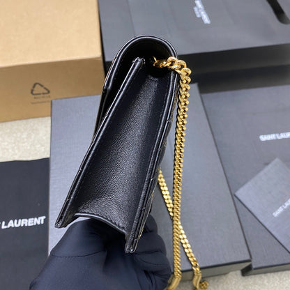 Saint Laurent Cassandre Envelope Chain Wallet in Patent Leather