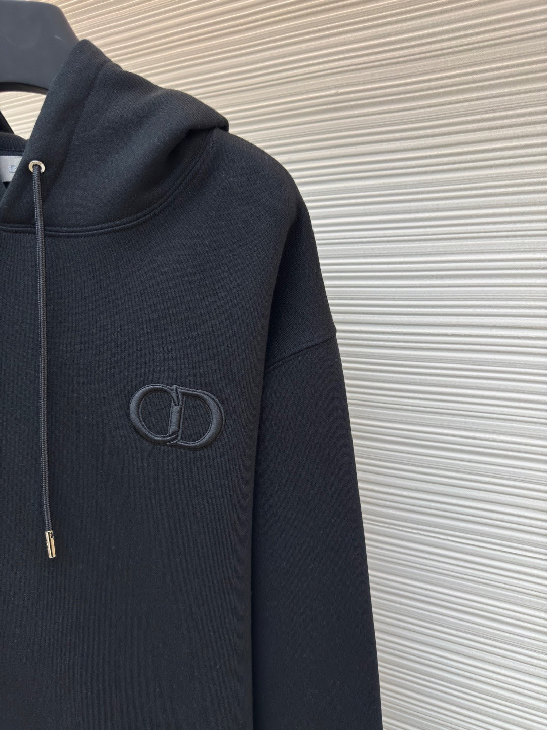 Dior CD Icon Hooded Sweatshirt "Black Cotton Fleece"