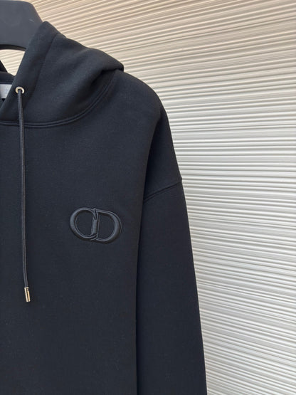 Dior CD Icon Hooded Sweatshirt "Black Cotton Fleece"