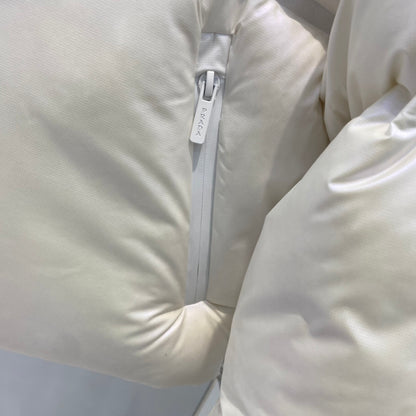 Prada Cropped Technical Re-Nylon Down Jacket "White"