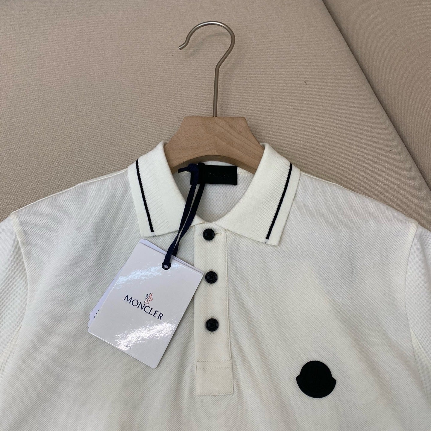 Moncler Logo Patch Cotton Polo T-Shirt "White"