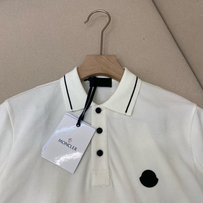 Moncler Logo Patch Cotton Polo T-Shirt "White"
