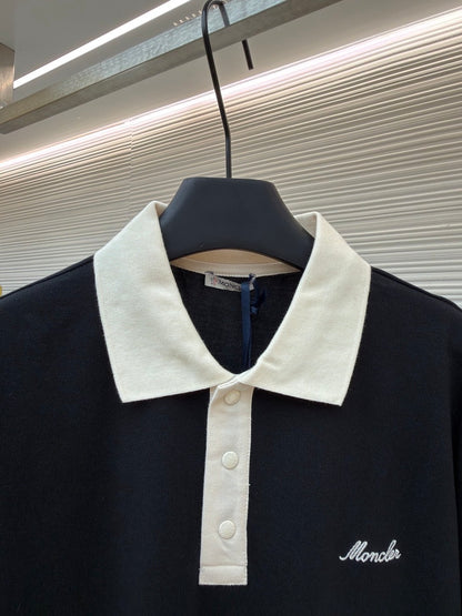 Moncler Embroidered Logo Piquet Polo T-Shirt "Black"