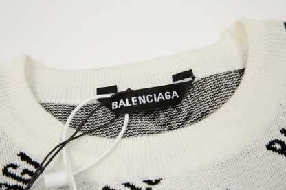 Balenciaga All-Over Logo Sweater "Beige-Black"