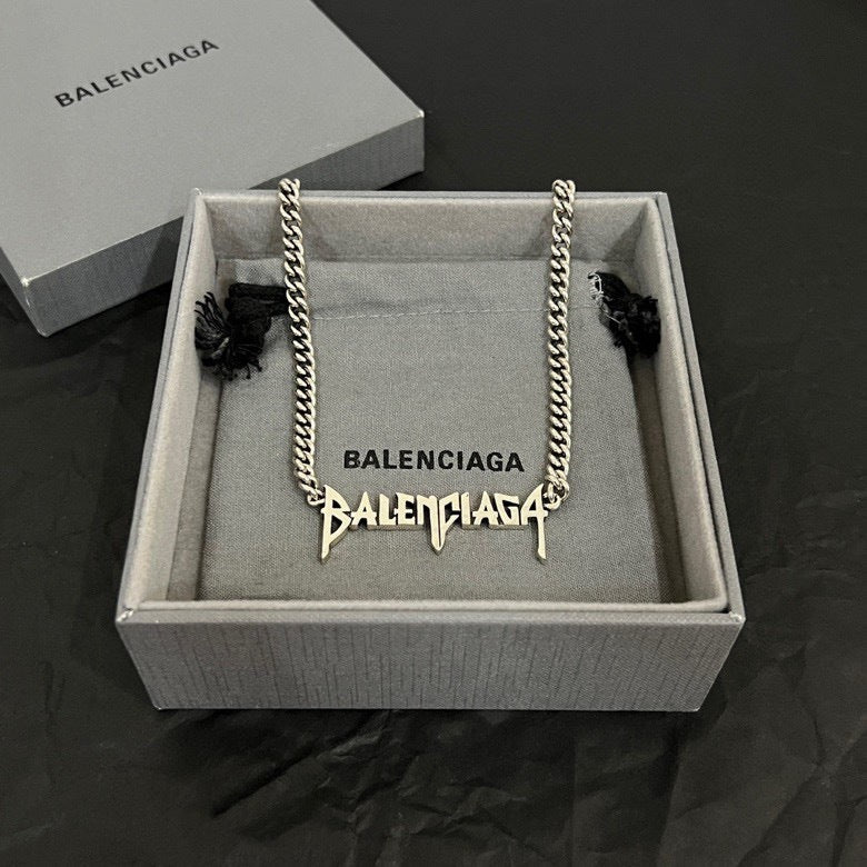 Balenciaga Mettalic Logo Necklace