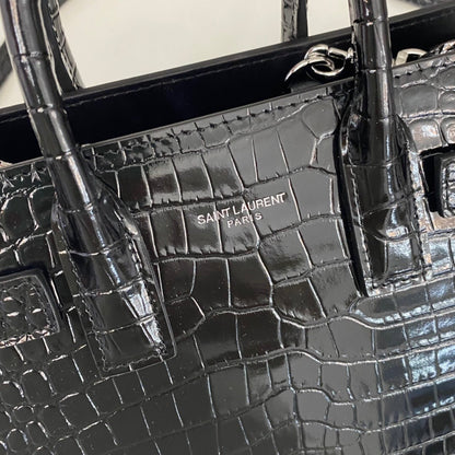 Saint Laurent Sac De Jour in Crocodile-Embossed Leather-Nano
