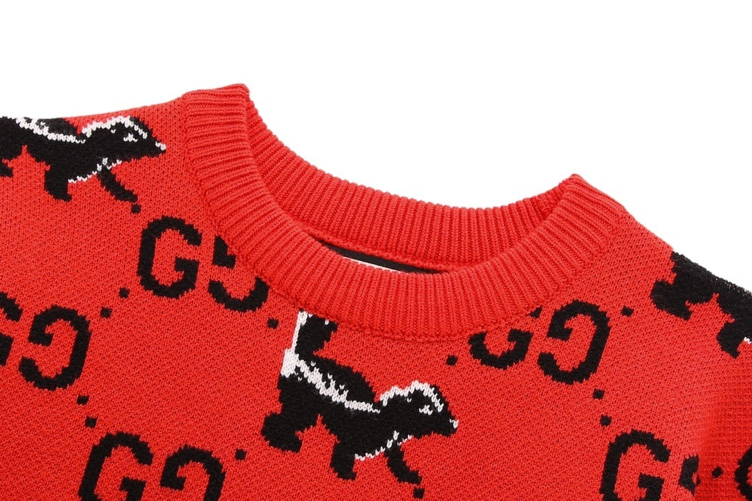 Gucci GG and Skunk Sweater "Red-Black"