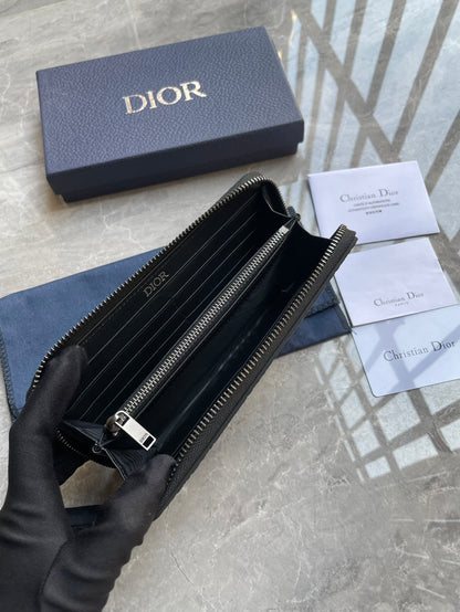Dior Zipped Long Wallet "Black Dior Gravity Leather"
