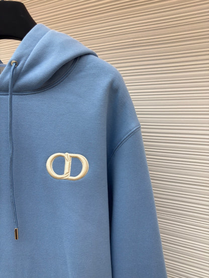 Dior CD Icon Hooded Sweatshirt "Sky Blue Cotton Fleece"