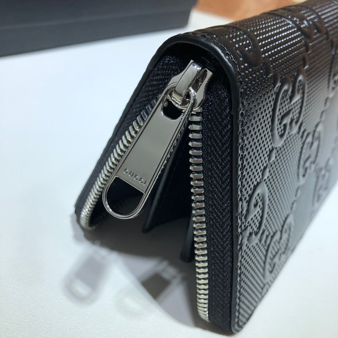 Gucci Textured Leather GG Embossed Long Wallet