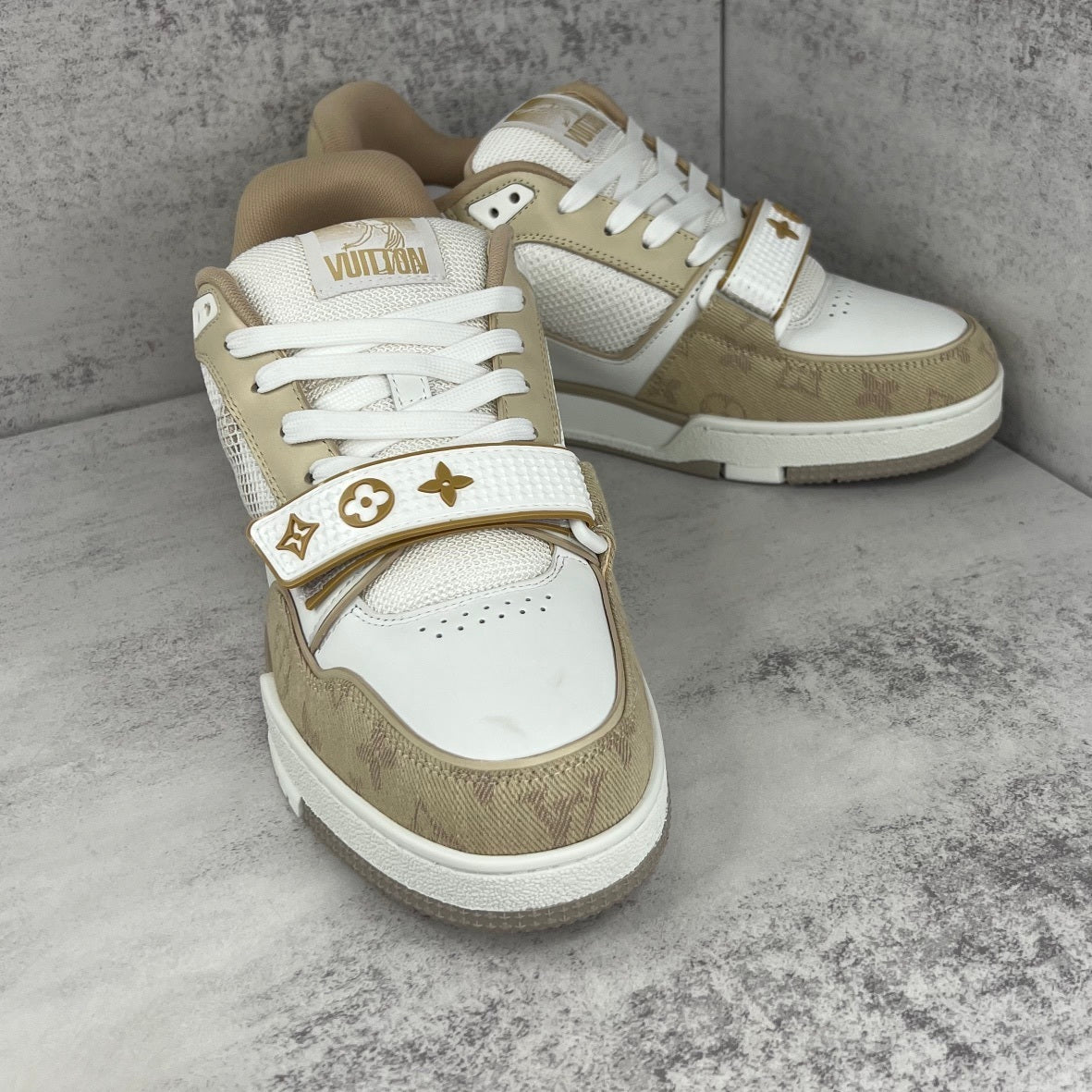 Louis Vuitton Trainers Velcro Strap "Beige"