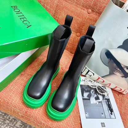 Bottega Veneta Tire Chelsea Boots "Black-Green"