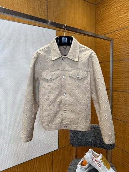 Louis Vuitton Monogram Embossed Denim Jacket "Ivory"