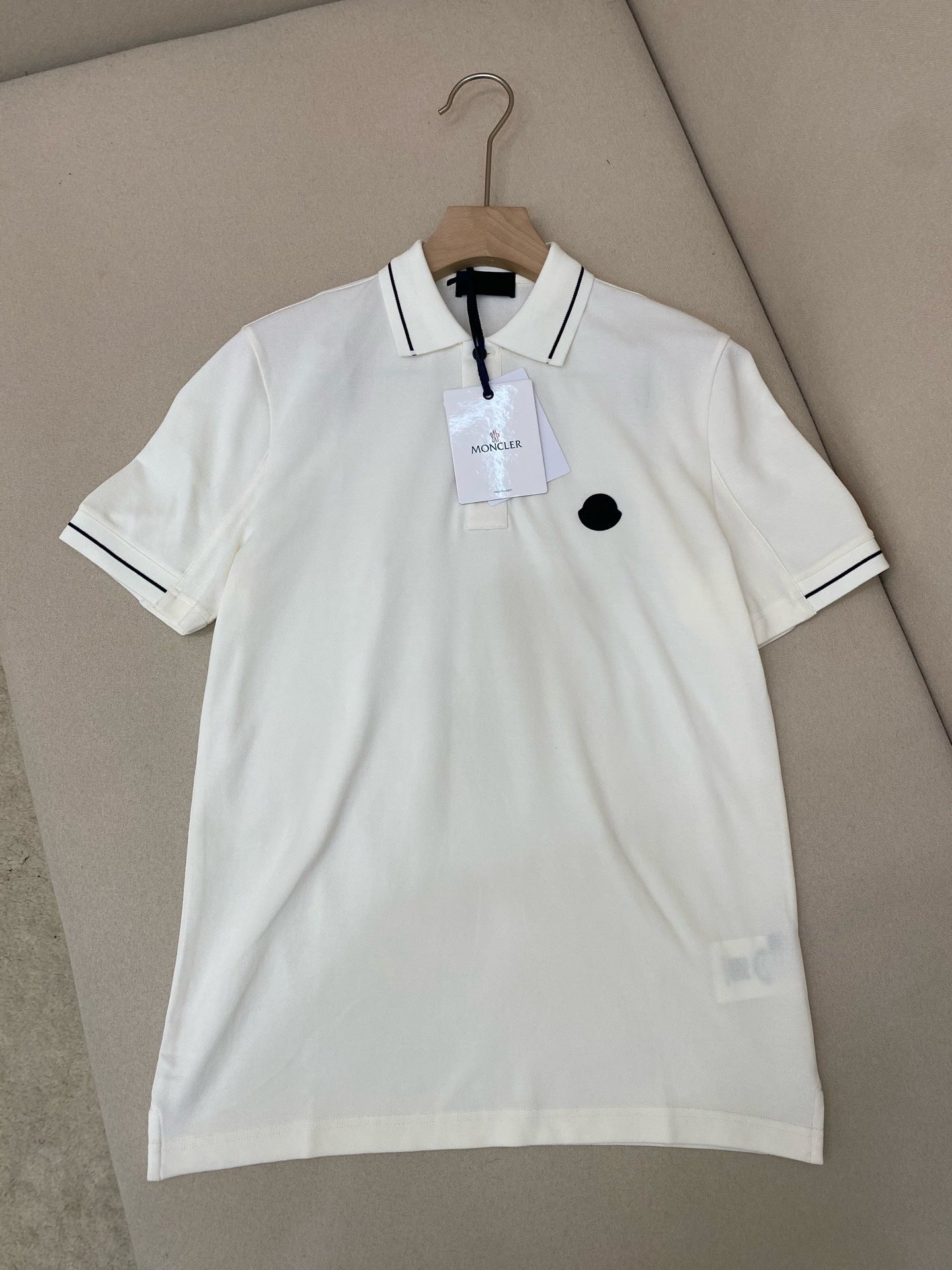 Moncler Logo Patch Cotton Polo T-Shirt "White"