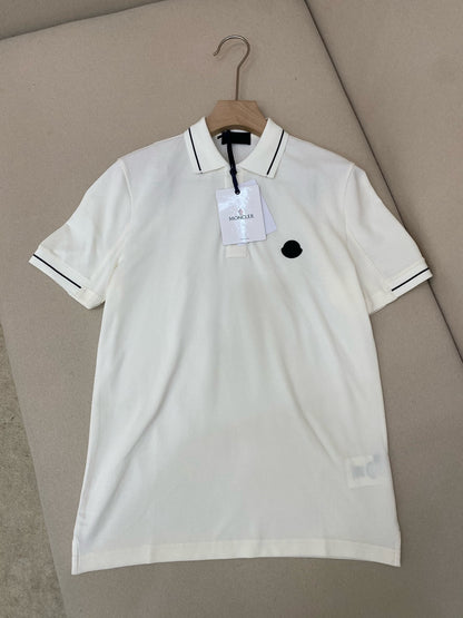 Moncler Logo Patch Cotton Polo T-Shirt "White"