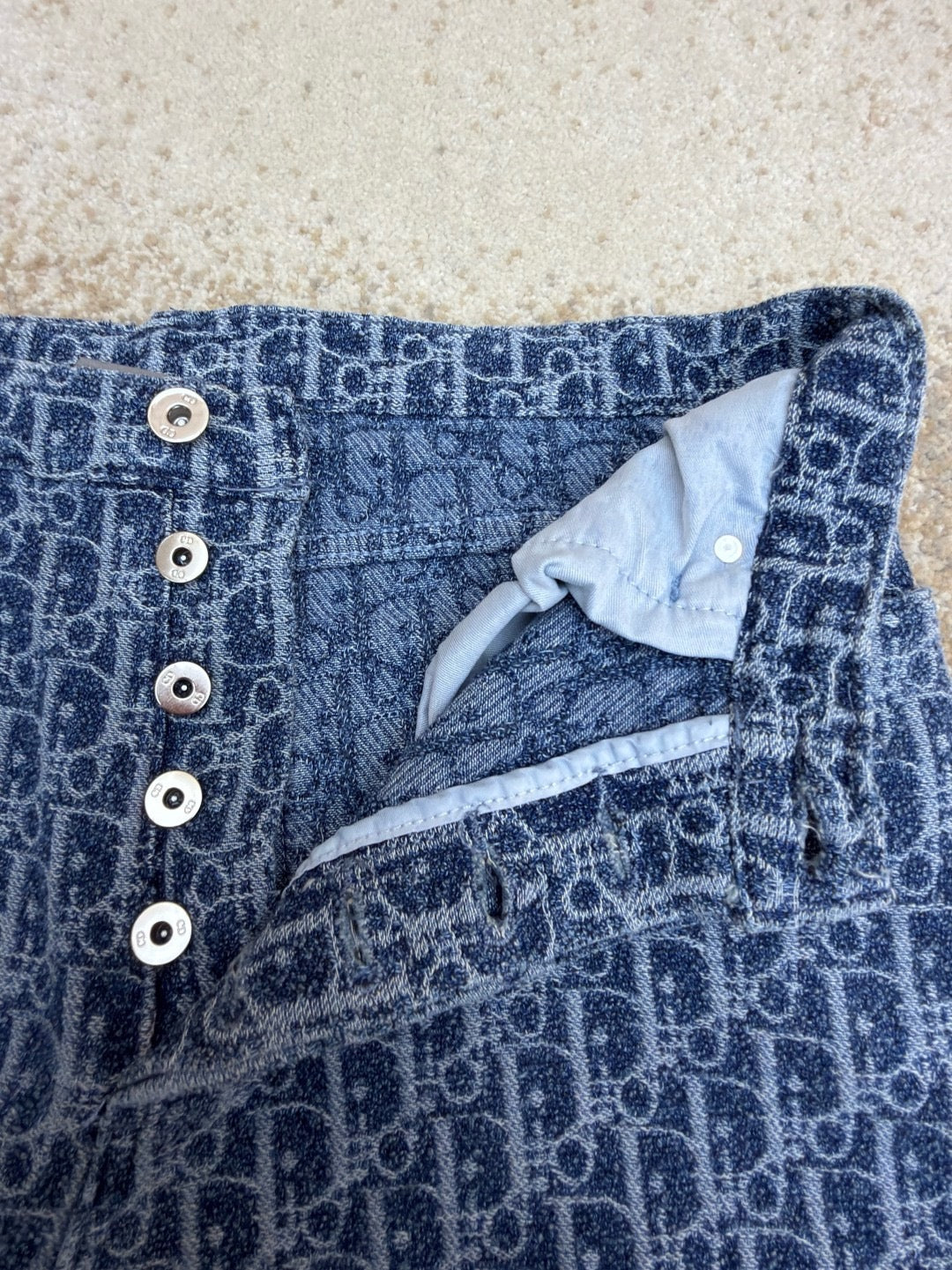 Dior Oblique Shorts "Blue Spongy Cotton-Blend Twill"