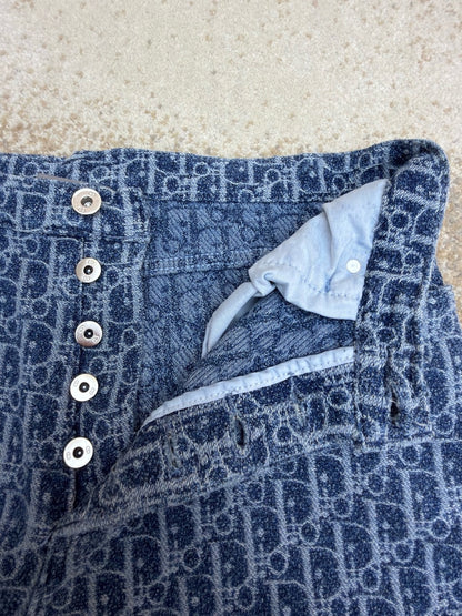 Dior Oblique Shorts "Blue Spongy Cotton-Blend Twill"