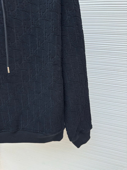 Dior Oblique Hooded Sweatshirt "Navy Blue Cotton Fleece"