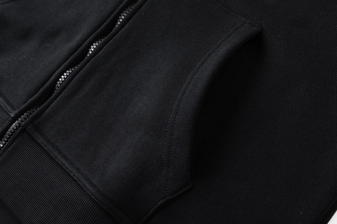 Burberry Logo Print Zip-Up Hoodie "Black"