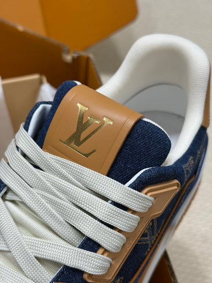 Louis Vuitton LV Trainers "Blue Denim-Brown"