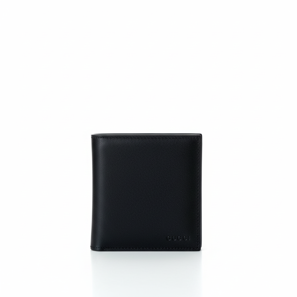 Gucci GG Emblem Bi-Fold Embossed Leather Wallet