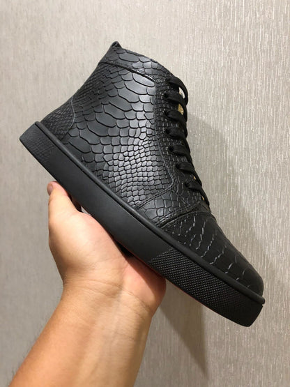 Christian Louboutin High-Top Python Leather Orlato "Black"