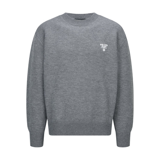 Prada Embroidered Logo Sweater "Grey"