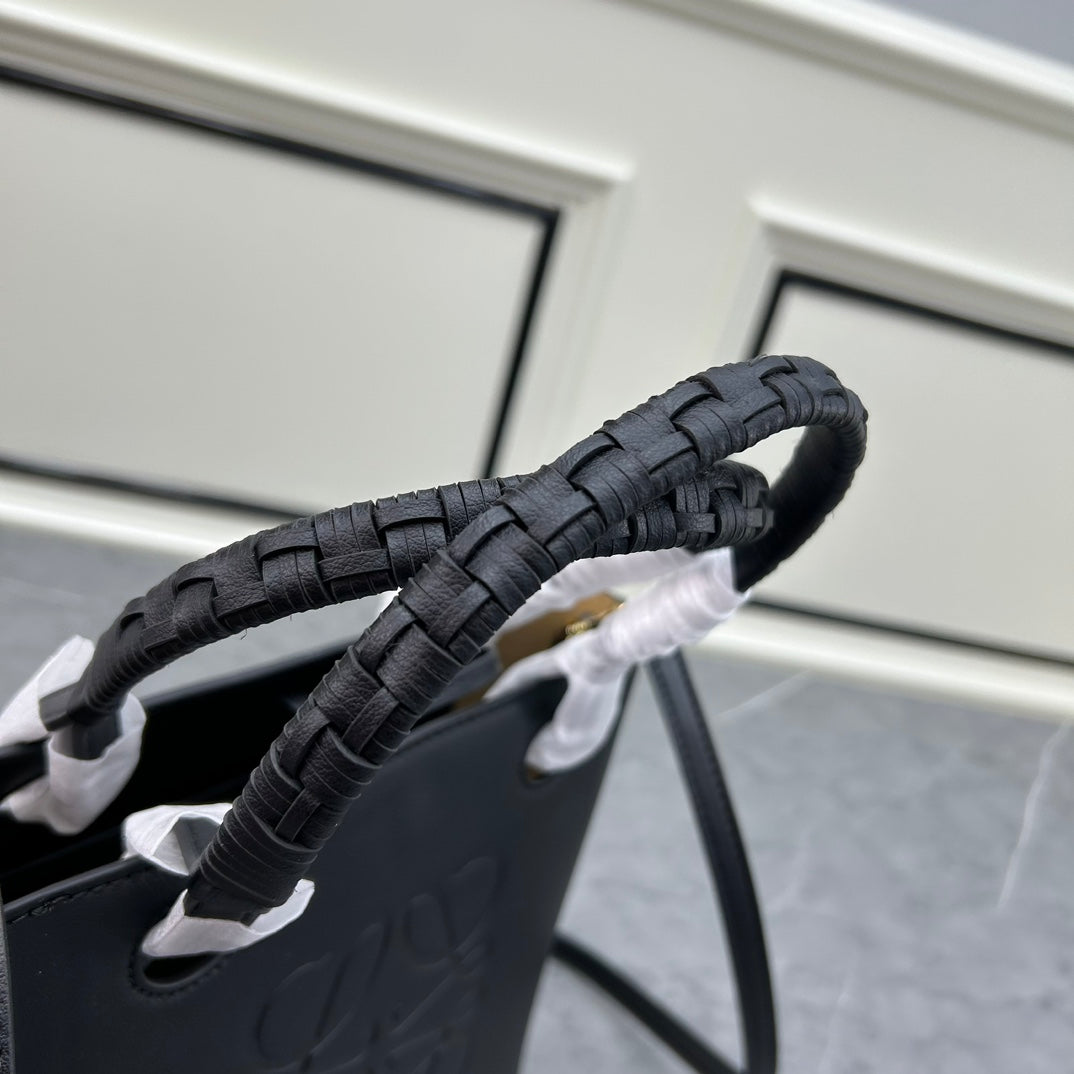 Loewe Anagram Embossed Small Leather Tote Bag "Black"