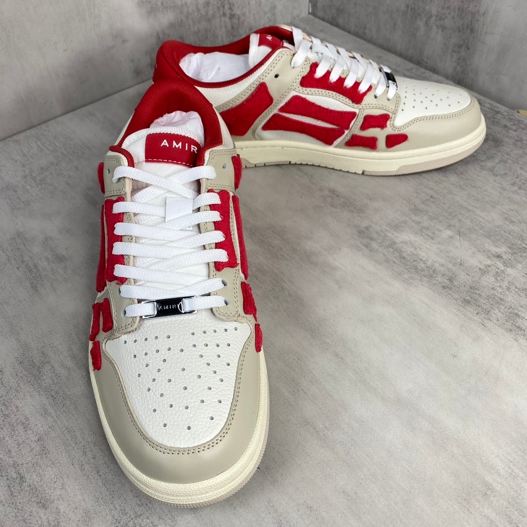 Amiri Skel Top Low "White Red Chenille"