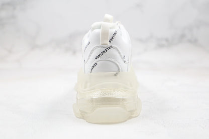 Balenciaga Triple S "White-All Over Logo-Clear Sole"