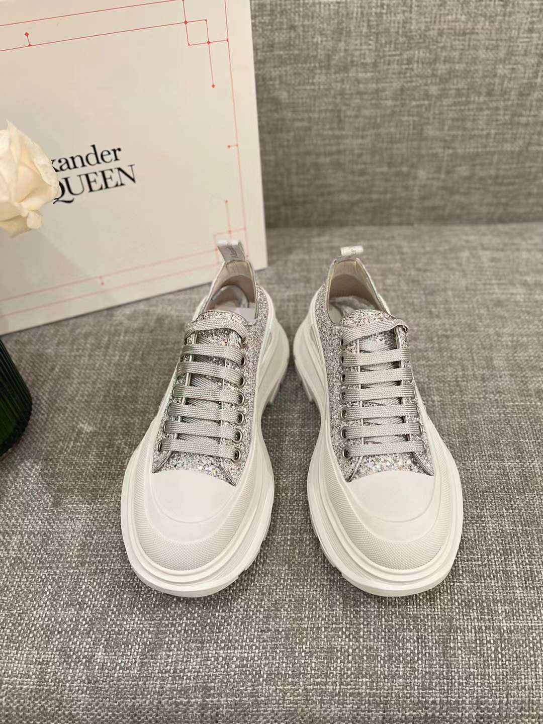Alexander McQueen Tread Slick Low "Holo Silver Glitter"