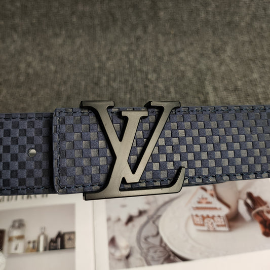 Louis Vuitton Leather Belt "Navy Blue-Black"