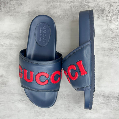 Gucci Slides "Navy Blue-Red"