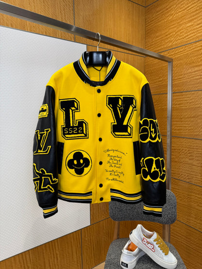 Louis Vuitton Leather Embroidered Varsity "Black-Yellow"
