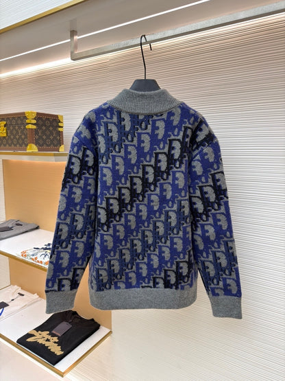 Dior Oblique Blouson Jacket "Gray Wool Knit"