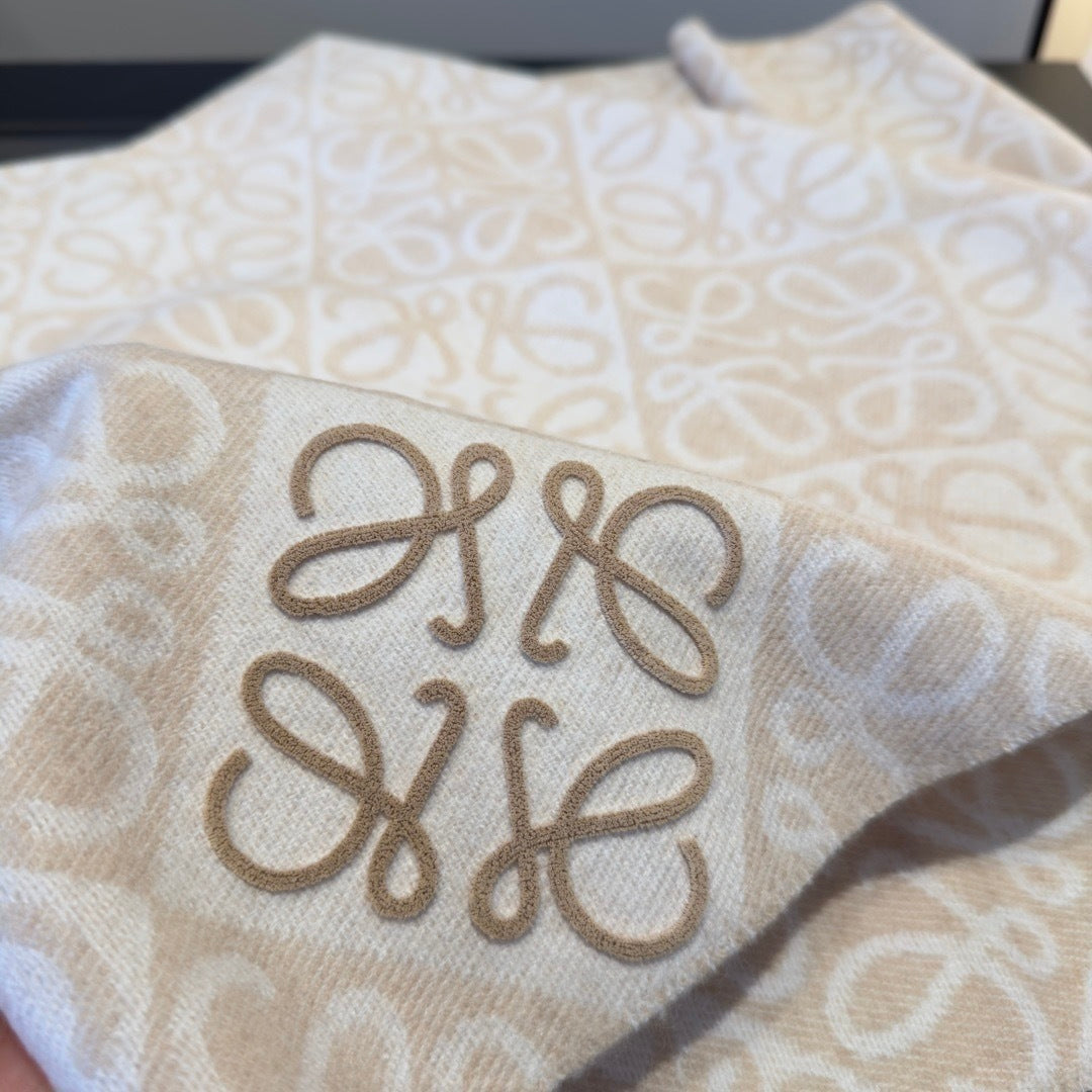 Loewe Anagram Wool and Cashmere Scarf "Cream"