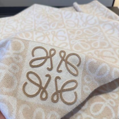 Loewe Anagram Wool and Cashmere Scarf "Cream"