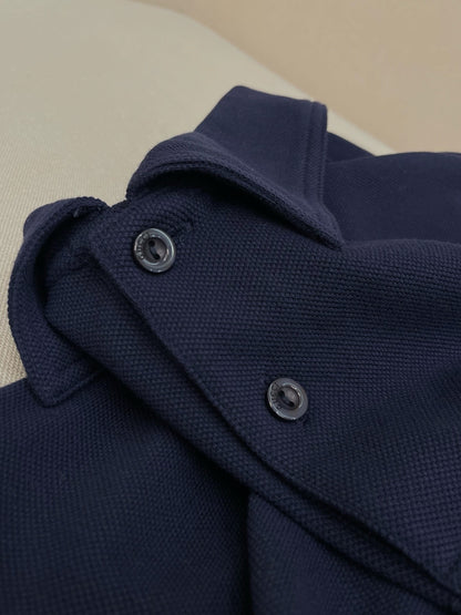 Gucci Cotton Piquet Polo Shirt with Embroidery "Navy"