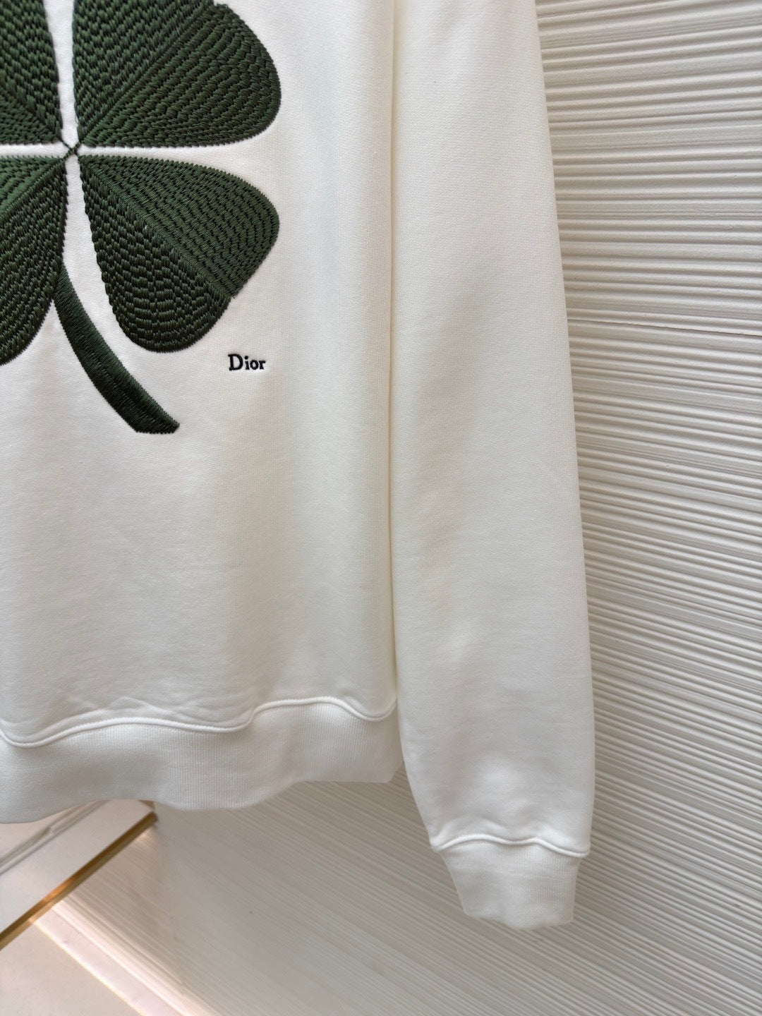 Dior Sweatshirt with Dior Clover Embroidery "White Cotton Fleece"