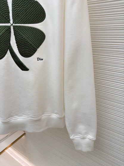 Dior Sweatshirt with Dior Clover Embroidery "White Cotton Fleece"