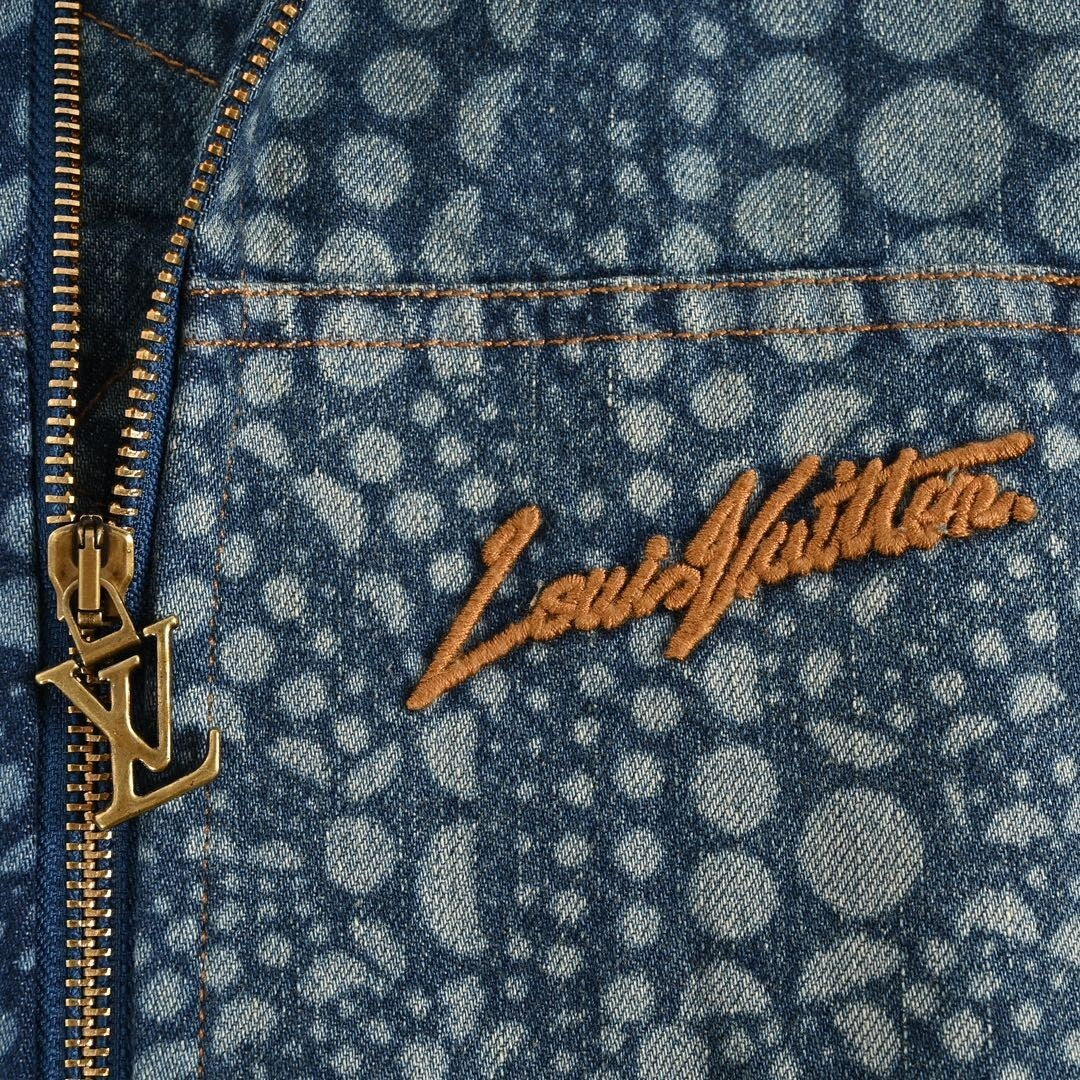 Yayoi Kusama x Louis Vuitton All-Over Pumpkin Brand-Embroidered Denim Jacket