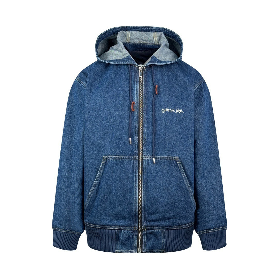 Dior Christian Dior Tag Hooded Jacket "Blue Cotton Denim"