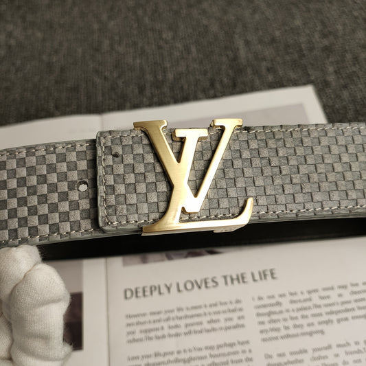 Louis Vuitton Leather Belt "Grey-Gold"
