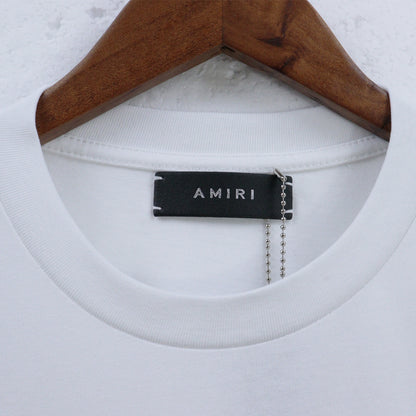 Amiri Wave Logo Print T-Shirt "White-Blue"