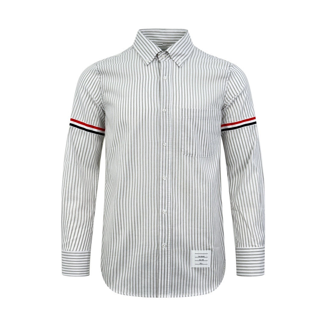 Thom Browne Striped Cotton Armband Shirt "White-Grey"
