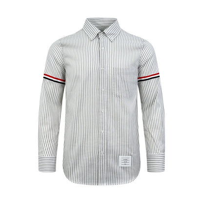 Thom Browne Striped Cotton Armband Shirt "White-Grey"