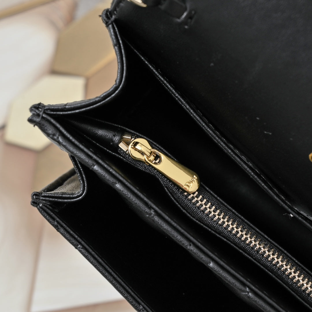 Dior My Dior Daily Pouch with Chain "Black Cannage Lambskin"