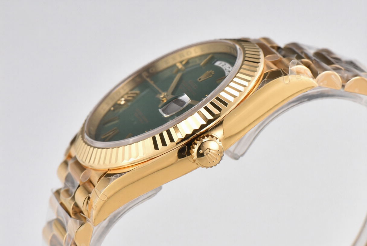 Rolex Day Date 40mm Yellow Gold President Bracelet Green Roman Dial