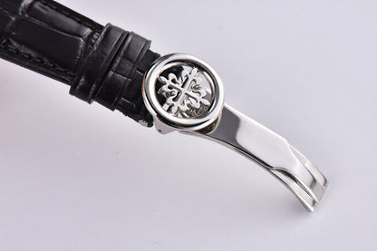 Patek Philippe Calatrava 38mm Black Leather White Dial